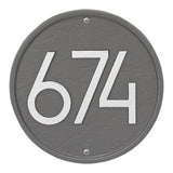 Whitehall Round Modern Wall 1-Line Personalized Address Plaque - Pewter/Silver
