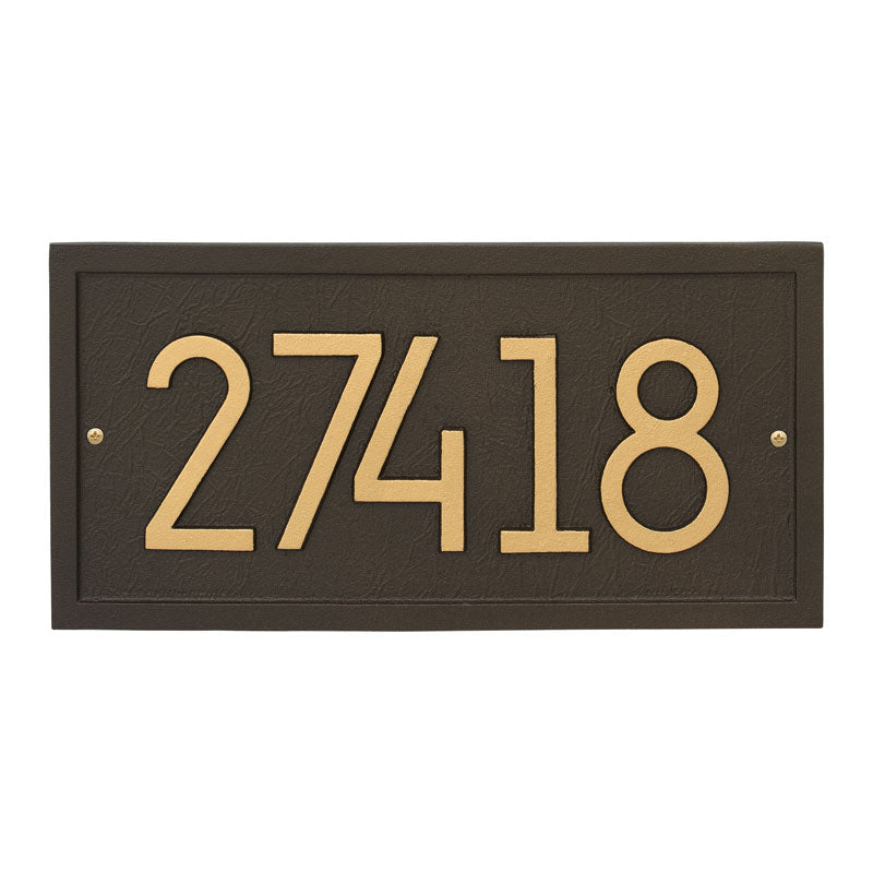 Whitehall Rectangle Modern Wall 1-Line Personalized Address Plaque - Aged Bronze