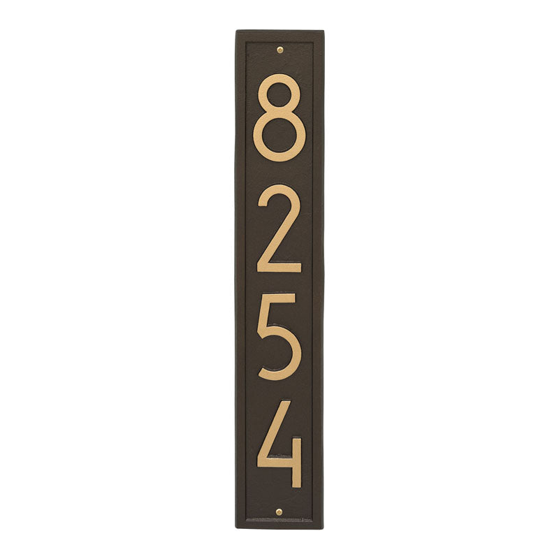 Whitehall Vertical Modern Wall 1-Line Personalized Address Plaque - Aged Bronze