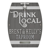 Whitehall Drink Local Barrel Personalized Plaque - Pewter/Silver
