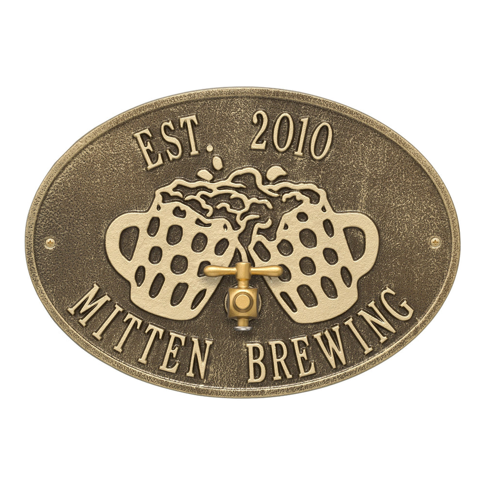 Whitehall Beers and Cheers Personalized Plaque - Antique Brass