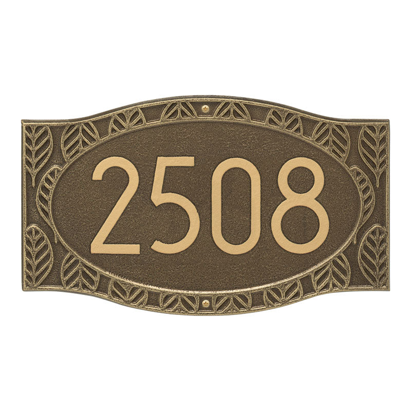 Whitehall Frond Neohaus Wall 1-Line Personalized Address Plaque - Antique Brass