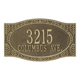 Whitehall Frond Wall 2-Line Personalized Address Plaque - Antique Brass
