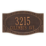 Whitehall Frond Wall 2-Line Personalized Address Plaque - Antique Copper