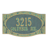 Whitehall Frond Wall 2-Line Personalized Address Plaque - Bronze Verdigris