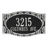 Whitehall Frond Wall 2-Line Personalized Address Plaque - Black/White