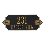 Whitehall Sofia Cut Corner Wall 2-Line Personalized Address Plaque - Black/Gold
