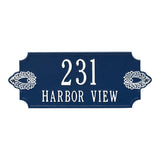 Whitehall Sofia Cut Corner Wall 2-Line Personalized Address Plaque - Dark Blue/White