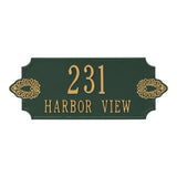 Whitehall Sofia Cut Corner Wall 2-Line Personalized Address Plaque - Green/Gold