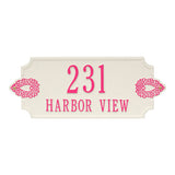 Whitehall Sofia Cut Corner Wall 2-Line Personalized Address Plaque - Stucco/Magenta