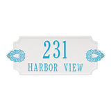Whitehall Sofia Cut Corner Wall 2-Line Personalized Address Plaque - White/Aruba Blue