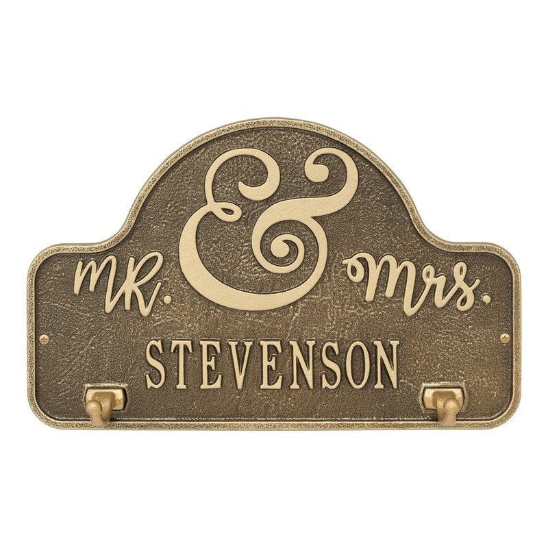Whitehall Keys to My Heart Hook Personalized Plaque - Antique Brass