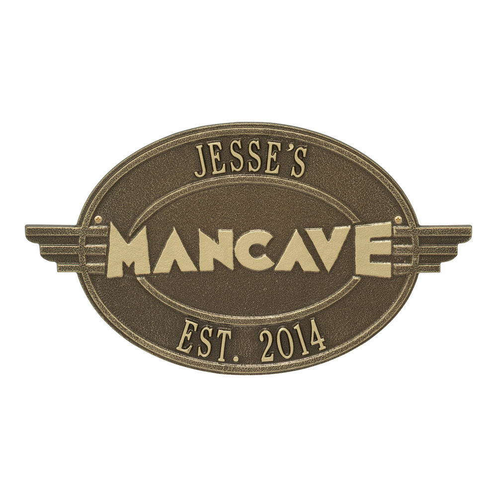 Whitehall Moderno Man Cave Personalized Plaque - Antique Brass