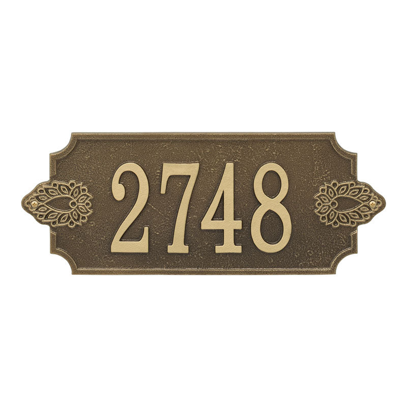 Whitehall Sofia Cut Corner Wall 1-Line Personalized Address Plaque - Antique Brass