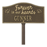 Whitehall Forever in Our Hearts Pet Memorial Yard Personalized Sign - Antique Brass