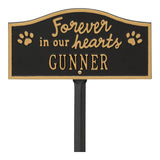 Whitehall Forever in Our Hearts Pet Memorial Yard Personalized Sign - Black/Gold