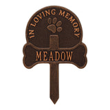 Whitehall Paw and Bone Pet Memorial Yard Personalized Sign - Antique Copper