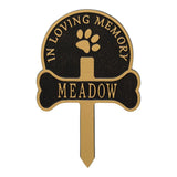 Whitehall Paw and Bone Pet Memorial Yard Personalized Sign - Black/Gold