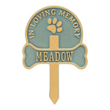 Whitehall Paw and Bone Pet Memorial Yard Personalized Sign - Bronze Verdigris
