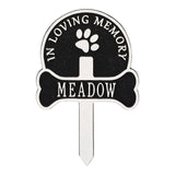 Whitehall Paw and Bone Pet Memorial Yard Personalized Sign - Black/White