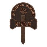 Whitehall Paw and Bone Pet Memorial Yard Personalized Sign - Oil-Rubbed Bronze