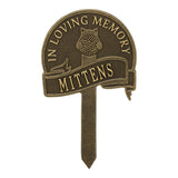 Whitehall Cat with Yarn Memorial Yard Personalized Sign - Antique Brass