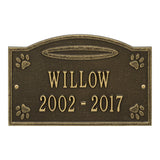 Whitehall Angel in Heaven Pet Memorial Wall or Ground Personalized Plaque - Antique Brass