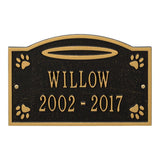 Whitehall Angel in Heaven Pet Memorial Wall or Ground Personalized Plaque - Black/Gold