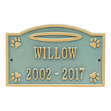 Whitehall Angel in Heaven Pet Memorial Wall or Ground Personalized Plaque - Bronze Verdigris