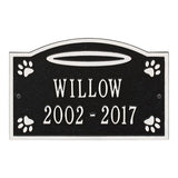Whitehall Angel in Heaven Pet Memorial Wall or Ground Personalized Plaque - Black/White