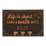 Whitehall Life Is Short Take a Walk Wall Personalized Sign with Leash Hooks - Oil-Rubbed Bronze
