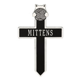 Whitehall Kitten with Yarn Memorial Cross Personalized Plaque - Black/White