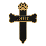 Whitehall Dog Paw and Bone Memorial Cross Personalized Plaque - Black/Gold