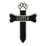 Whitehall Dog Paw and Bone Memorial Cross Personalized Plaque - Black/White