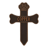 Whitehall Dog Paw and Bone Memorial Cross Personalized Plaque - Oil-Rubbed Bronze