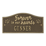 Whitehall Forever in Our Hearts Pet Wall or Ground Memorial Personalized Plaque - Antique Brass