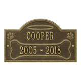 Whitehall All Dogs Go to Heaven Pet Memorial Wall or Ground Personalized Plaque - Antique Brass