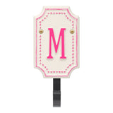Whitehall Beaded Monogram Hook Personalized Plaque - Stucco/Magenta