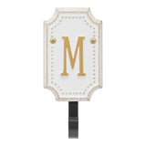 Whitehall Beaded Monogram Hook Personalized Plaque - White/Gold
