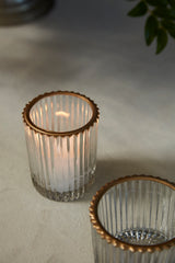 Ritzy Ribbed Glass Votive Candleholders By Accent Decor