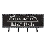 Whitehall Farm House Beaded Rectangle Hook Personalized Plaque - Black/White
