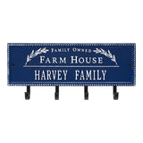 Whitehall Farm House Beaded Rectangle Hook Personalized Plaque - Dark Blue/White
