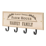 Whitehall Farm House Beaded Rectangle Hook Personalized Plaque - Weathered Limestone/Dark Bronze
