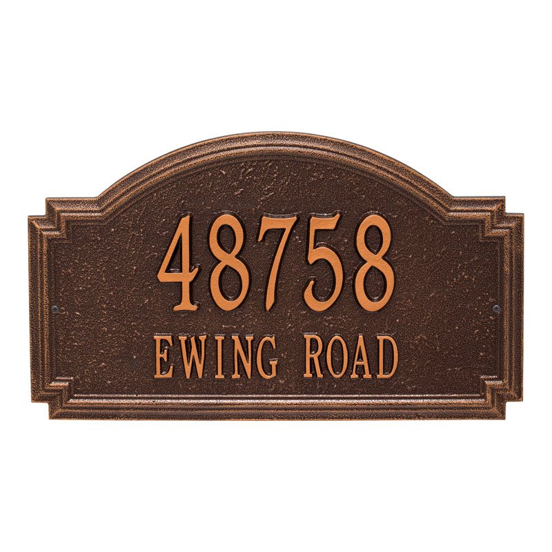 Whitehall Williamsburg Estate Wall 2-Line Personalized Address Plaque - Antique Copper