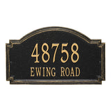 Whitehall Williamsburg Estate Wall 2-Line Personalized Address Plaque - Black/Gold