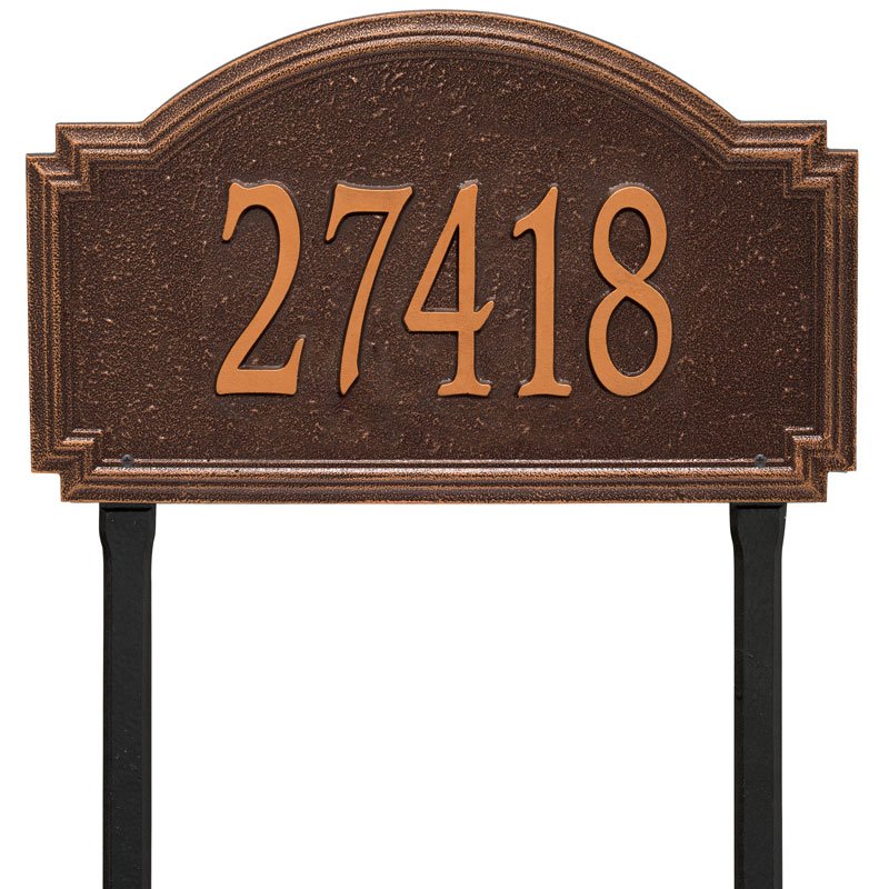 Whitehall Williamsburg Estate Lawn 1-Line Personalized Address Plaque - Antique Copper