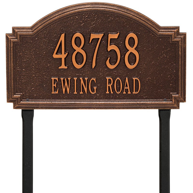 Whitehall Williamsburg Estate Lawn 2-Line Personalized Address Plaque - Antique Copper