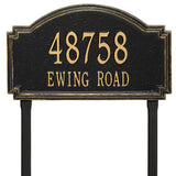 Whitehall Williamsburg Estate Lawn 2-Line Personalized Address Plaque - Black/Gold