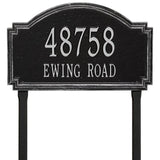 Whitehall Williamsburg Estate Lawn 2-Line Personalized Address Plaque - Black/Silver
