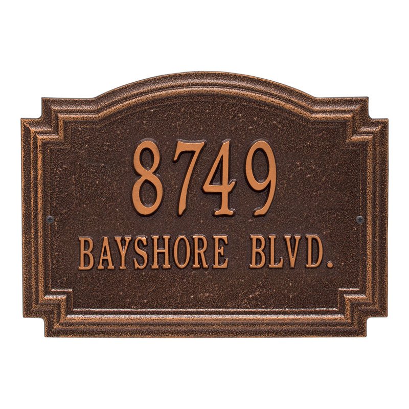 Whitehall Williamsburg Standard Wall 2-Line Personalized Address Plaque - Antique Copper